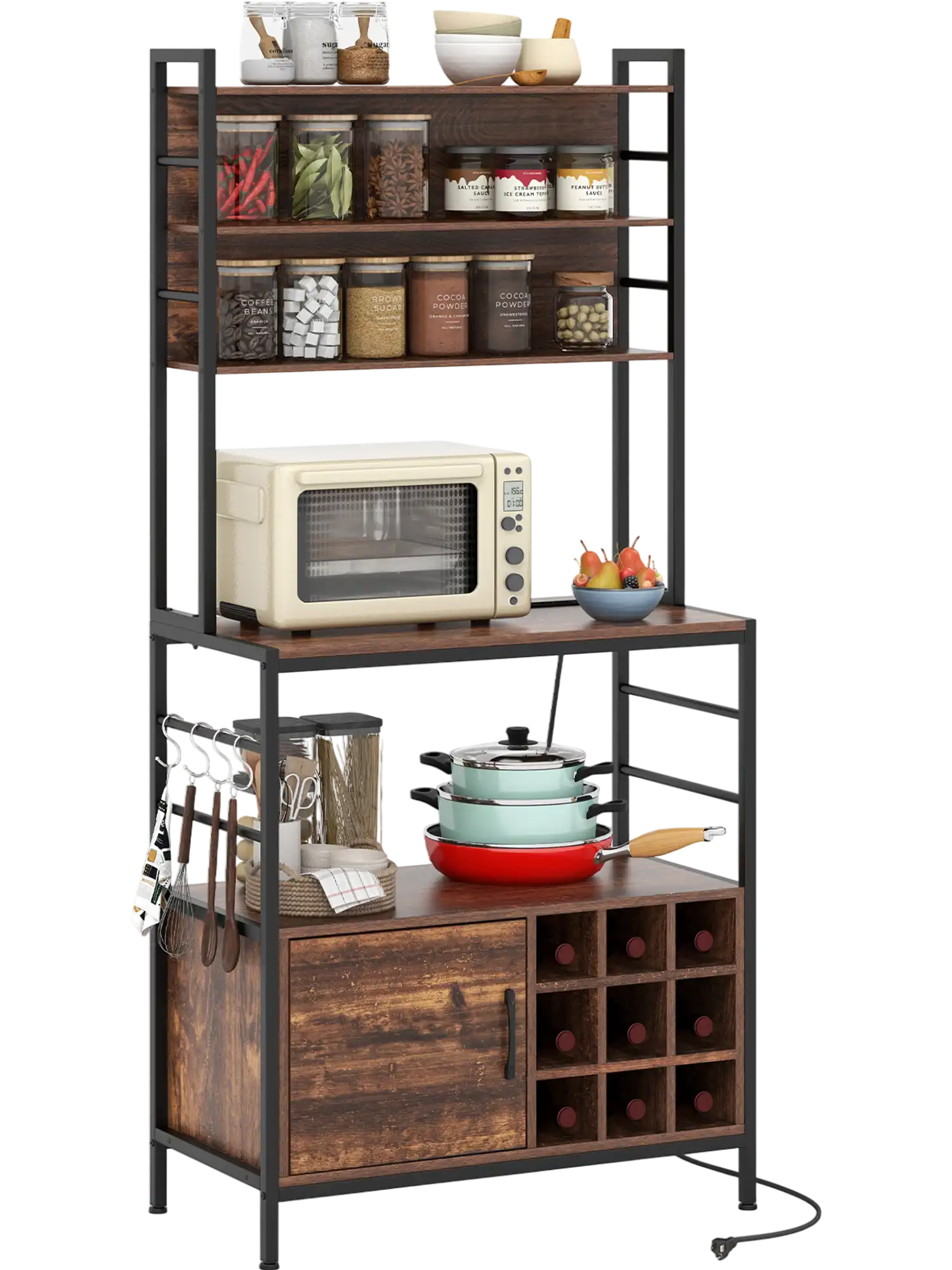 Costway Coffee Bar Cabinet Wine Rack S-Shaped Hooks Bottle Holders 726953184 New