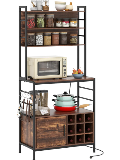 Costway Coffee Bar Cabinet Wine Rack S-Shaped Hooks Bottle Holders 726953184 New
