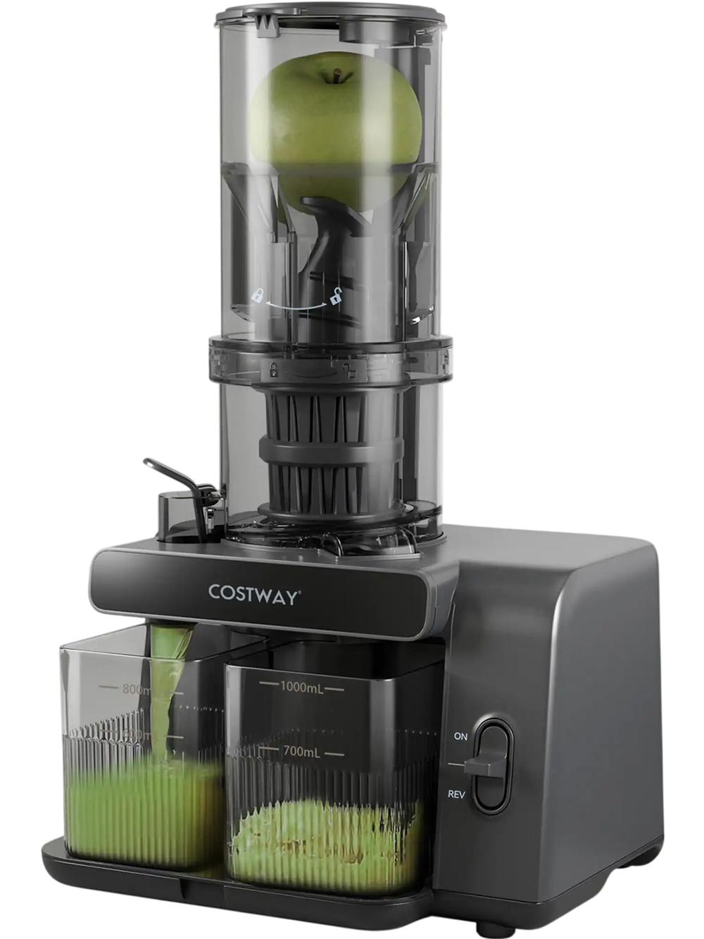 Cold Press Juicer with 5.3 Inches Feed Chute, High Juice Yield and Reverse Function
