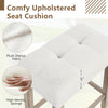 Plush sherpa seat cushion with tufted design, 5-inch thickness, for modern counter height bar stools in white and gray.
