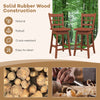 Set of 2 brown counter height barstools with hollow back, sturdy rubber wood construction, ideal for kitchen or dining.