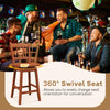 Counter height barstool set of 2 with 360° swivel seat and stylish hollow back for comfortable conversation.