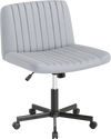 Gray Criss Cross Chair with wheels, featuring a wide soft-padded seat and adjustable height for versatile desk use.