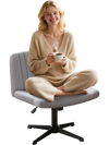 Gray Criss Cross-Legged Swivel Desk Chair with wide seat, contoured shape, and height adjustment for comfortable.