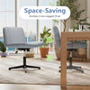 Armless gray Criss Cross-Legged Swivel Desk Chair with a contoured seat, ideal for space-saving in home offices.