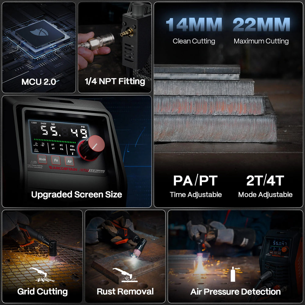 Arccaptain CUT55 Prolux Plasma Cutter HF Start Pilot Arc 55 Amp 120V/240V New