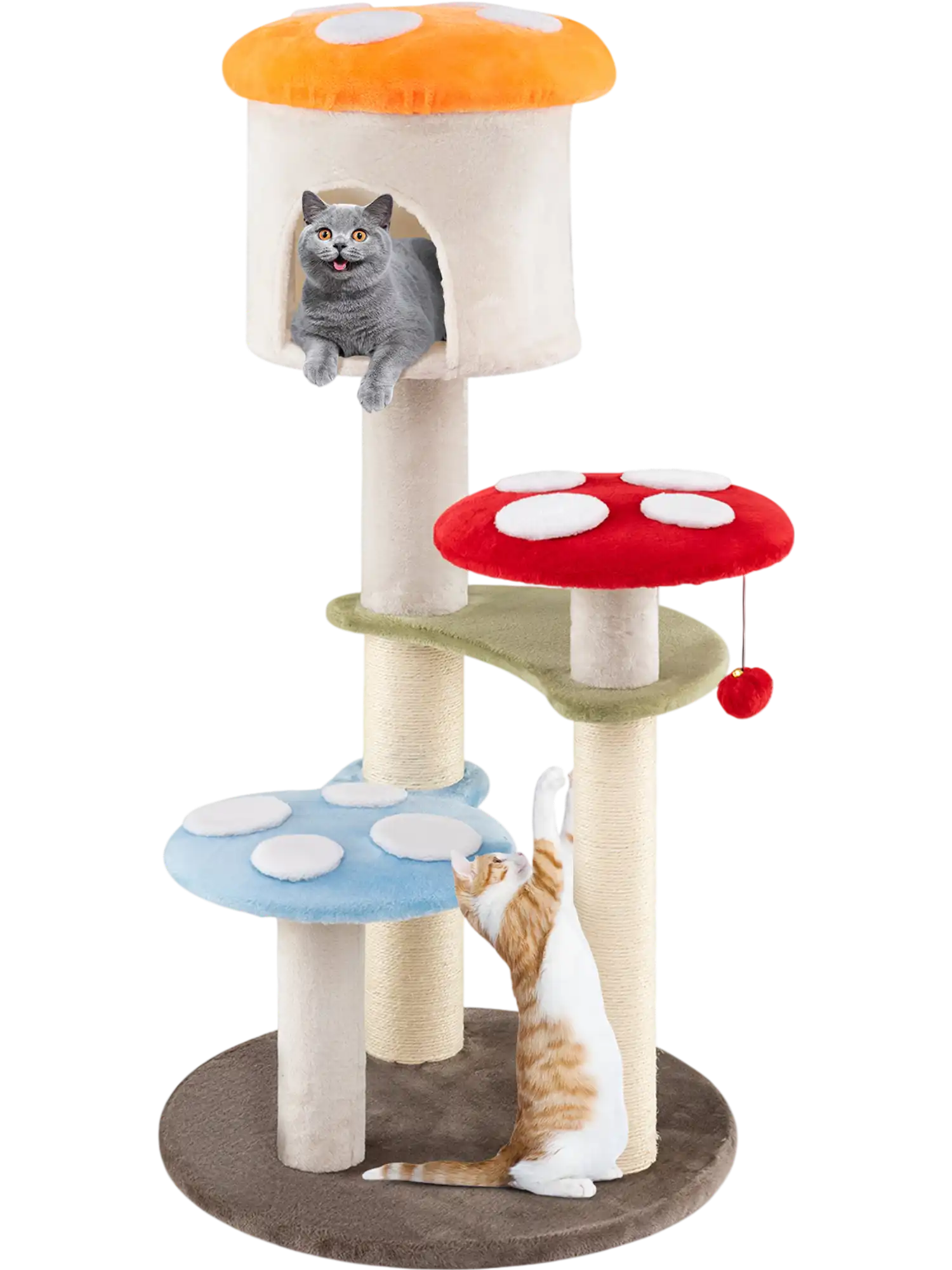 Costway Mushroom Cat Tree Condo Sisal Scratching Posts Padded Platforms 693521784 New