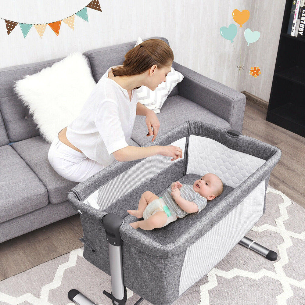 Travel Portable Baby Bed Side Sleeper  Bassinet Crib with Carrying Bag-Gray - Gallery View 1 of 11