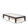Twin size wooden bed frame with 14-inch height, solid rubberwood, and poplar slats for sturdy mattress support.