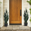 Indoor-outdoor artificial snake plant in a sturdy pot, featuring 35.5-inch tall, realistic leaves for elegant decor.