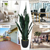 35.5-inch artificial snake plant with 20 vivid leaves in a sturdy pot, perfect for indoor and outdoor decor.