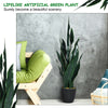 Lifelike 35.5-inch artificial snake plant in a sturdy pot, perfect for indoor and outdoor decor with vivid green leaves.