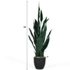 Tall artificial snake plant with 20 leaves in a sturdy black pot, perfect for indoor and outdoor decor.