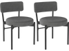 Gray dining chair set of 2 with padded seat and curved backrest, featuring sturdy metal legs for dining rooms or cafes.