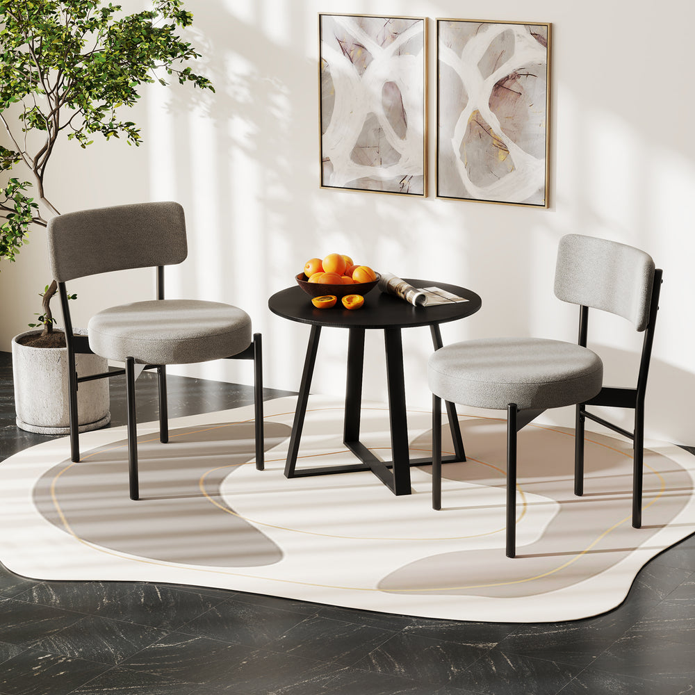 Gray dining chair set of 2 with curved backrest and padded seat, perfect for contemporary dining rooms or cafes.
