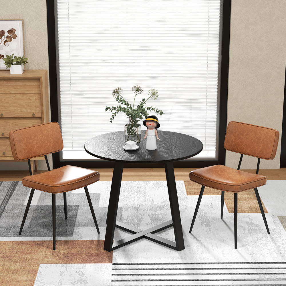 Dining Chair Set of 2 with Padded Backrest and Seat-Brown - Gallery View 1 of 9