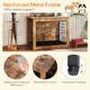 Dog crate furniture with cushion and double doors, featuring a reinforced metal frame and waterproof MDF board for.