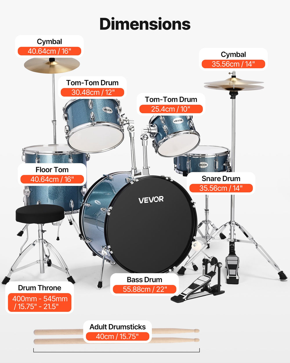 VEVOR Drum Set (Gravel Blue) - Image 2