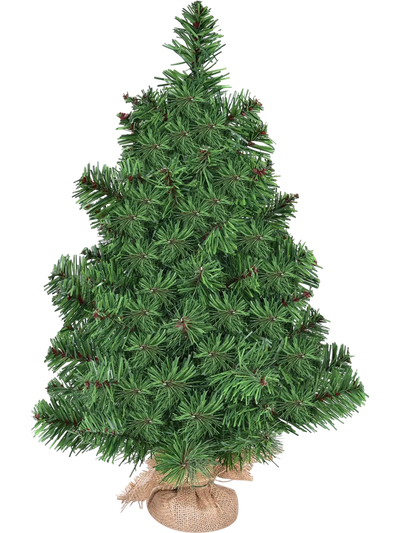 Costway 2/3' Tabletop Unlit Christmas Tree Burlap Base 24390517 New