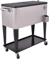 80 Quart Patio Rolling Stainless Steel Ice Beverage Cooler