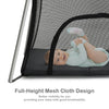 Lightweight foldable baby playpen in dark gray with breathable mesh design and soft mattress for comfortable play and.
