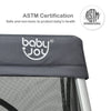 Lightweight foldable baby playpen in dark gray with ASTM certification, featuring breathable mesh and a convenient.