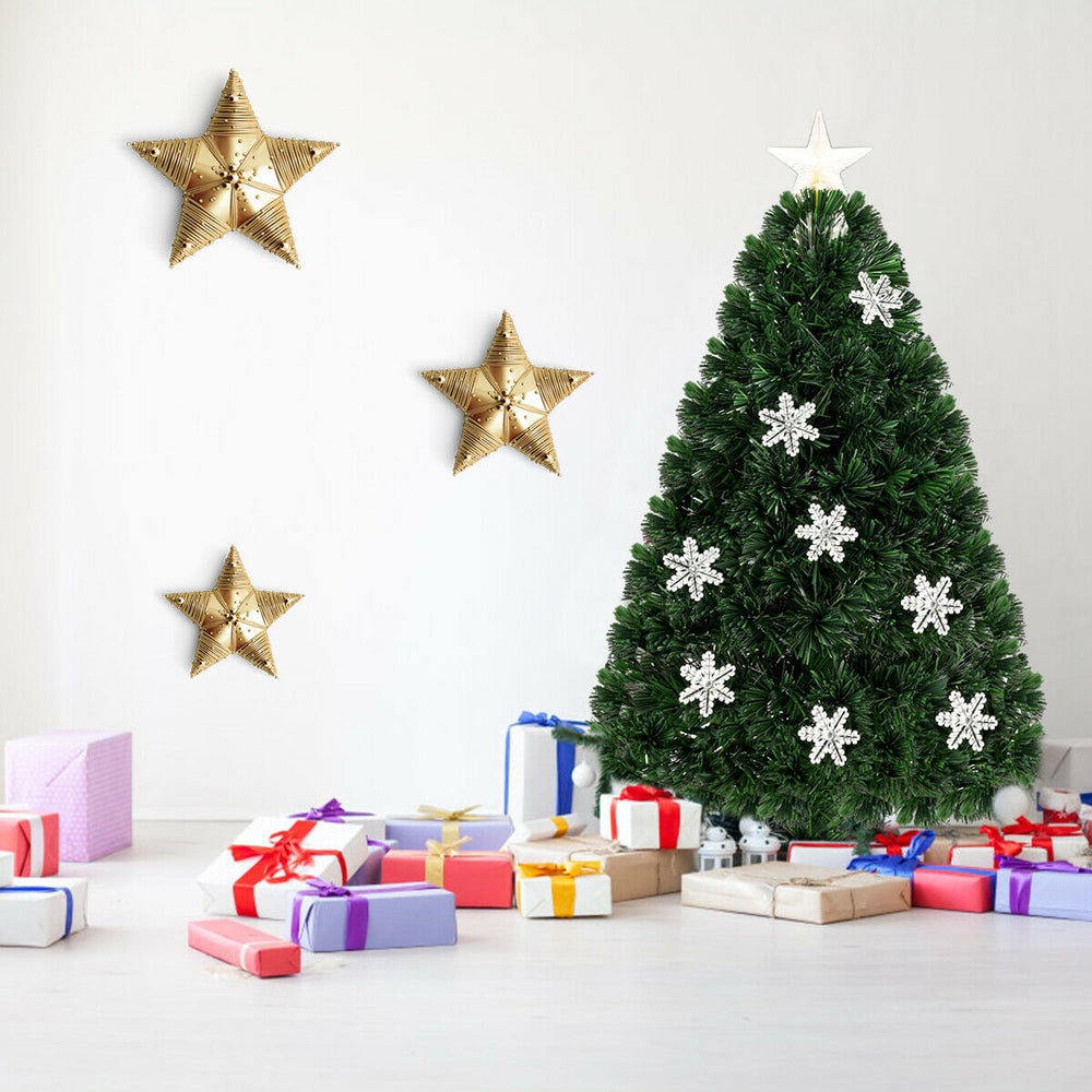 3-foot LED Optic Artificial Christmas Tree with snowflakes and multi-color lights, perfect for holiday decor.