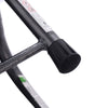 Close-up of the rubber foot of a heavy-duty step stool, featuring a sturdy powder-coated iron construction for safety.