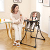 Easy Clean Compact Highchair with Removable Adjustable Tray and PU Seat Cushion-Brown - Gallery View 1 of 10