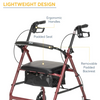 Drive Medical R726RD Aluminum Rollator Walker 4 Wheels 6" Casters Red New