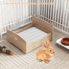 Elevated pet bed frame with ear-shaped headboards, protective guardrails, and compact design for small pets.
