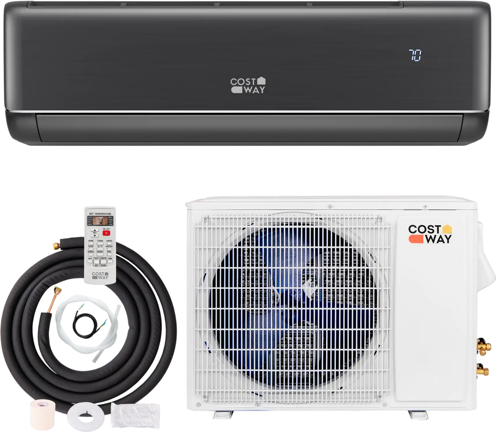 Costway 18,000 BTU 21 SEER2 Mini Split Air Conditioner & Heater 208-230V Gray 84312657 New