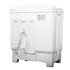 Side view of the 20 lbs compact twin tub washing machine showcasing its compact design and drainage tube for easy water.