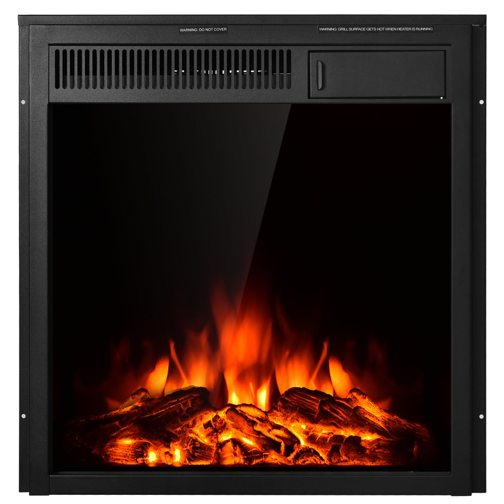 22.5-inch electric fireplace insert with realistic flames, 750W/1500W heating options, ideal for home decor and warmth.