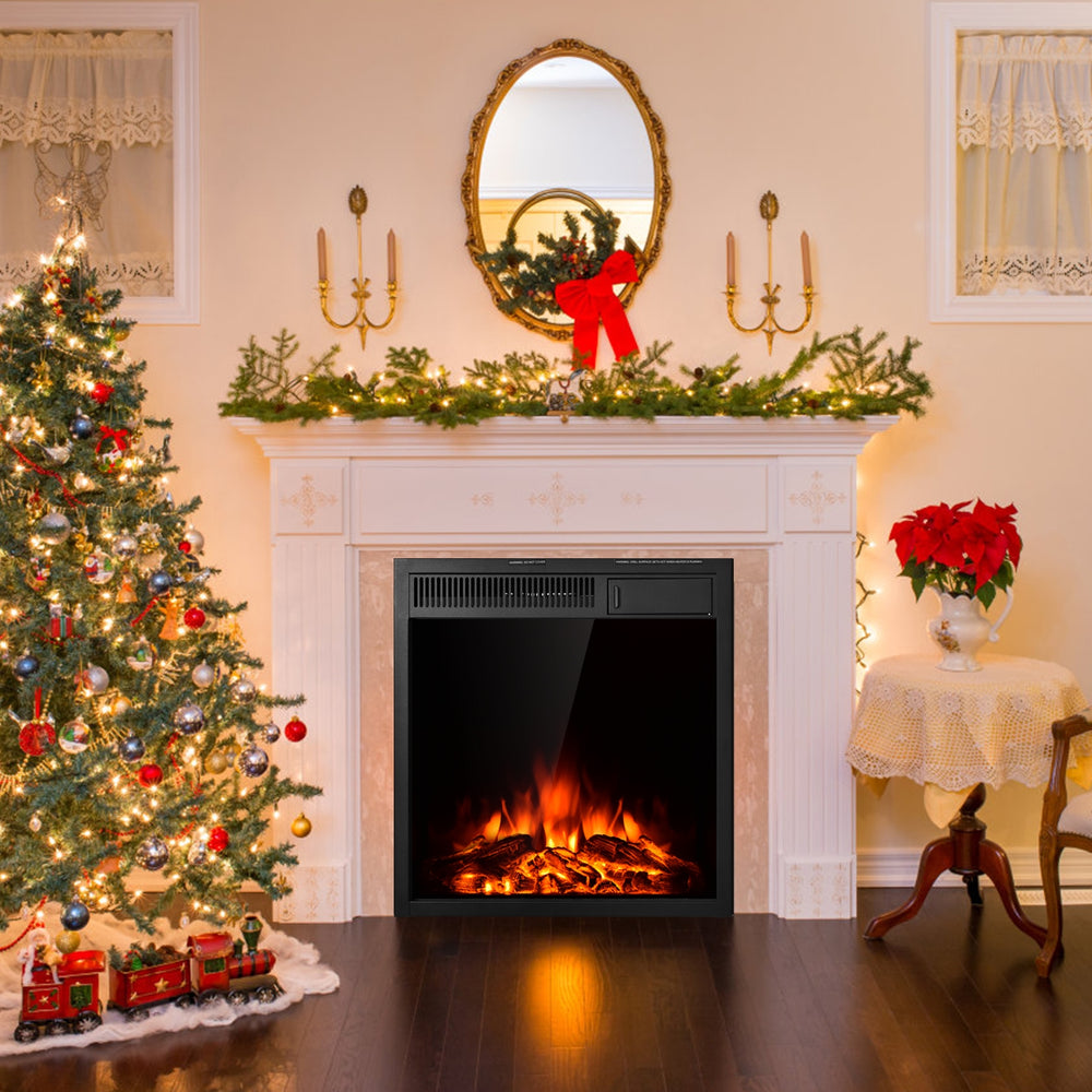22.5-inch electric fireplace insert with realistic flames, logs, and classic design, perfect for home decoration and.