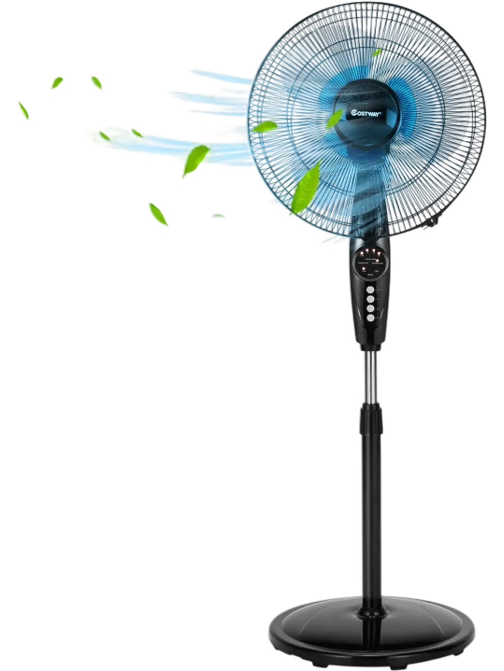 16 Inches Adjustable Height Fan with Quiet Oscillating Stand for Home and Office