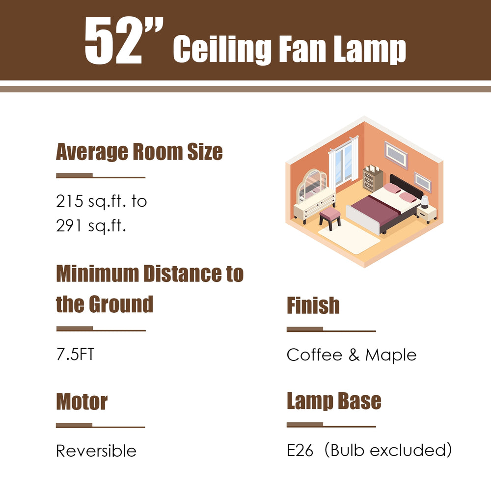 52" black crystal ceiling fan lamp with remote, 3-speed reversible motor, elegant design for home or restaurant use.