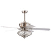 52-inch silver ceiling fan with wooden blades and remote control, ideal for living rooms and bedrooms, featuring.