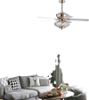 52-inch silver ceiling fan with wooden blades, remote control, ideal for living room or bedroom decor and airflow.