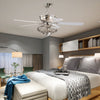 52-inch silver ceiling fan with wooden blades and remote control, ideal for bedrooms and living rooms, featuring.