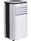 9000 BTU portable air conditioner in white, featuring four universal casters for effortless mobility and easy placement.