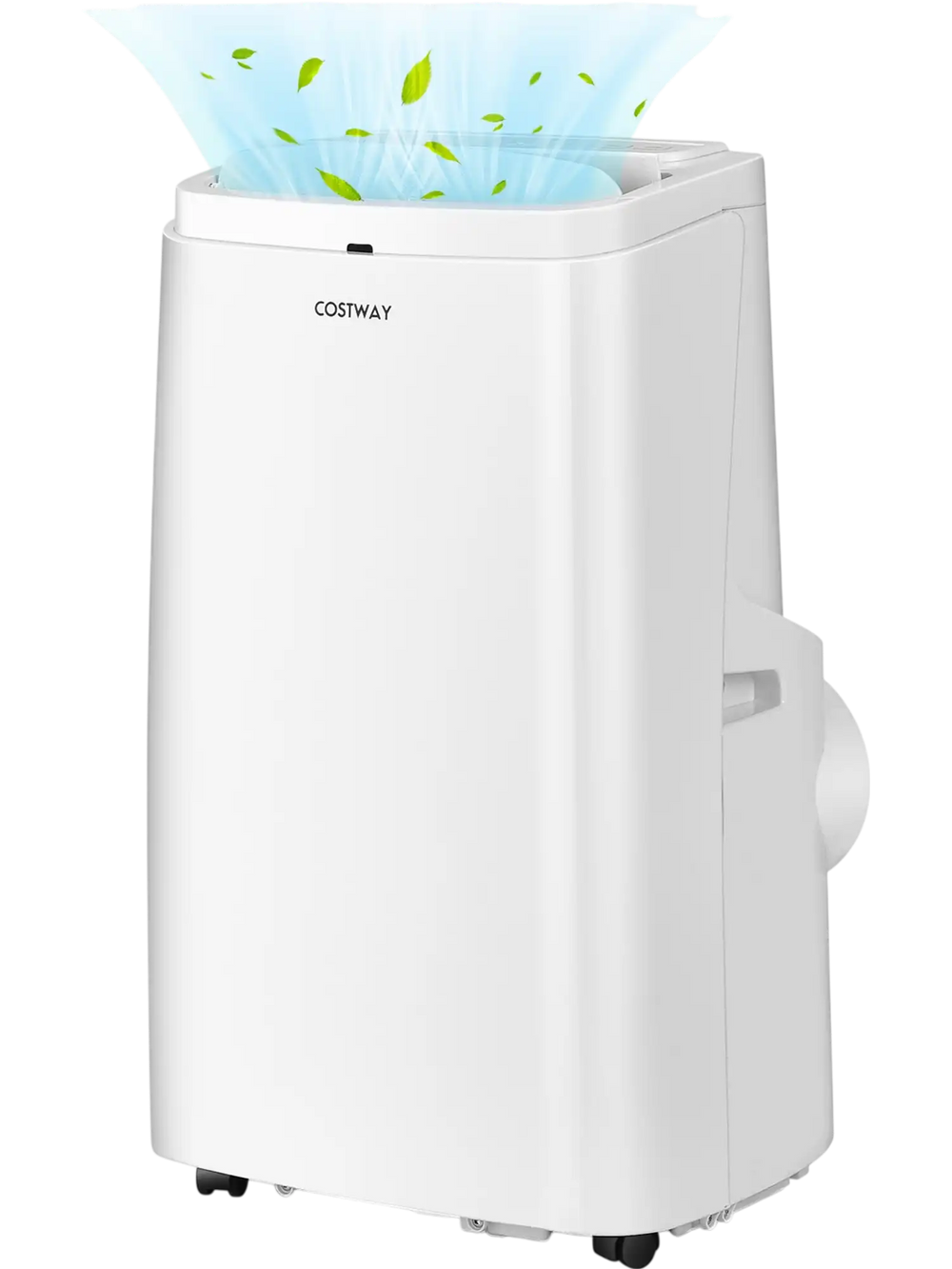 Portable 12000 BTU air conditioner in white with remote, designed for cooling spaces up to 450 sq.ft.