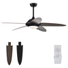 52-inch black ceiling fan with lights, remote control, and dual finish blades, perfect for living rooms and bedrooms.