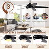 52-inch black ceiling fan with lights, featuring 3 color temperatures and remote control, ideal for living rooms and.