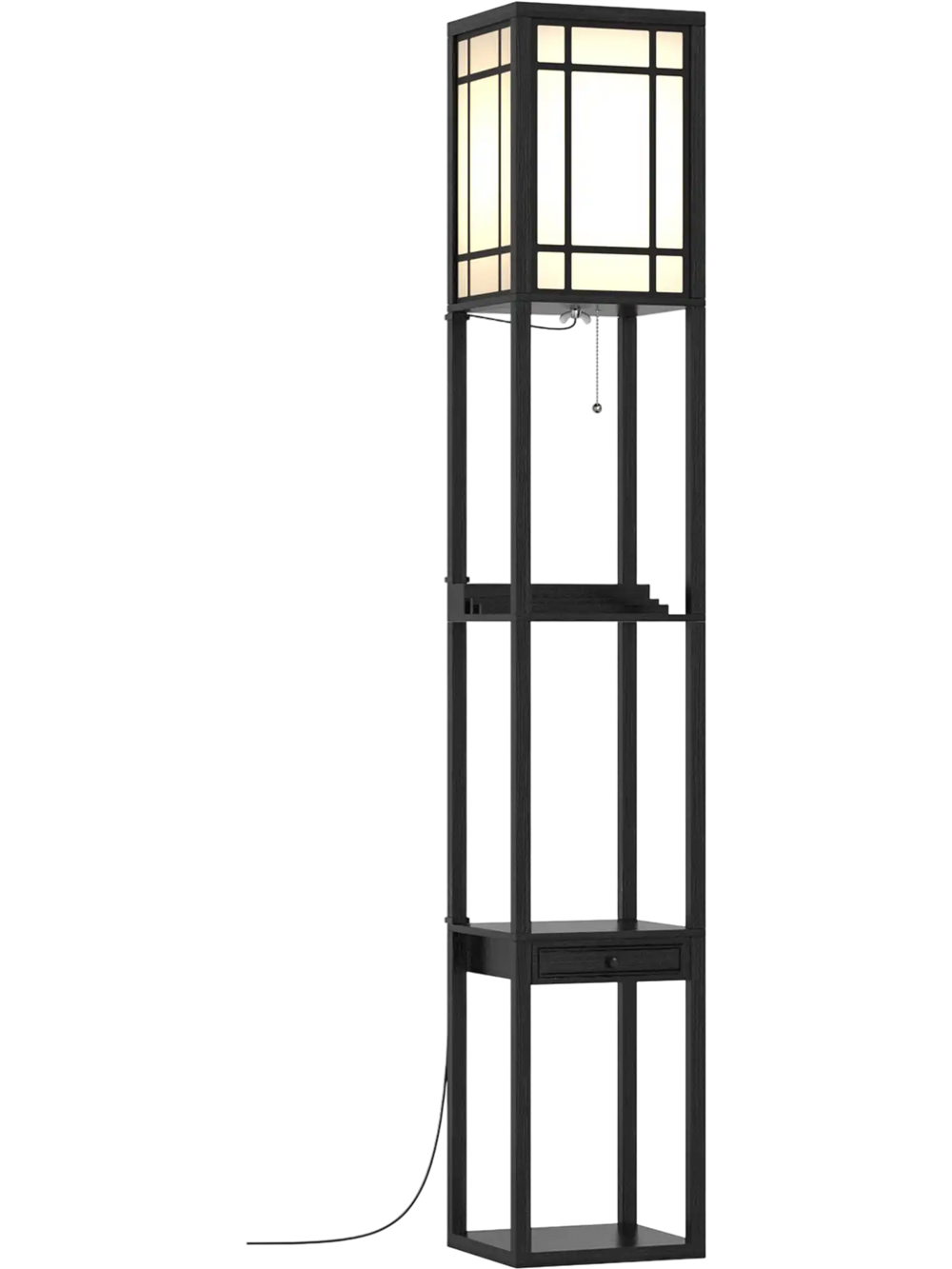 Modern Floor Lamp with Shelves and Drawer