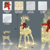 Lighted standing reindeer decoration with 120 LED bulbs, waterproof tinsel, and anti-rust steel frame for outdoor use.
