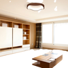 Modern 24W LED ceiling light with wood pattern and metal frame, ideal for stylish illumination in living rooms or.