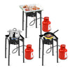 Portable propane camp stove with a sturdy design and powerful 100,000 BTU output, ideal for outdoor cooking adventures.