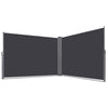 Double folding side awning screen divider, 237 x 63 inches, made of waterproof polyester and rust-resistant aluminum.