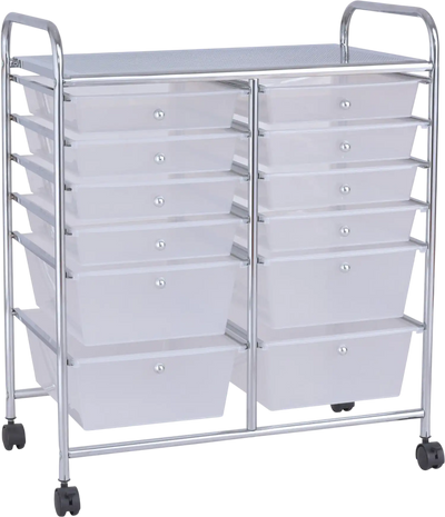 Costway 12-Drawer Rolling Storage Cart Removable Drawers Lockable Wheels 17984236 New
